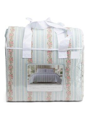 DELPHINE Cotton Floral Striped Comforter Set
